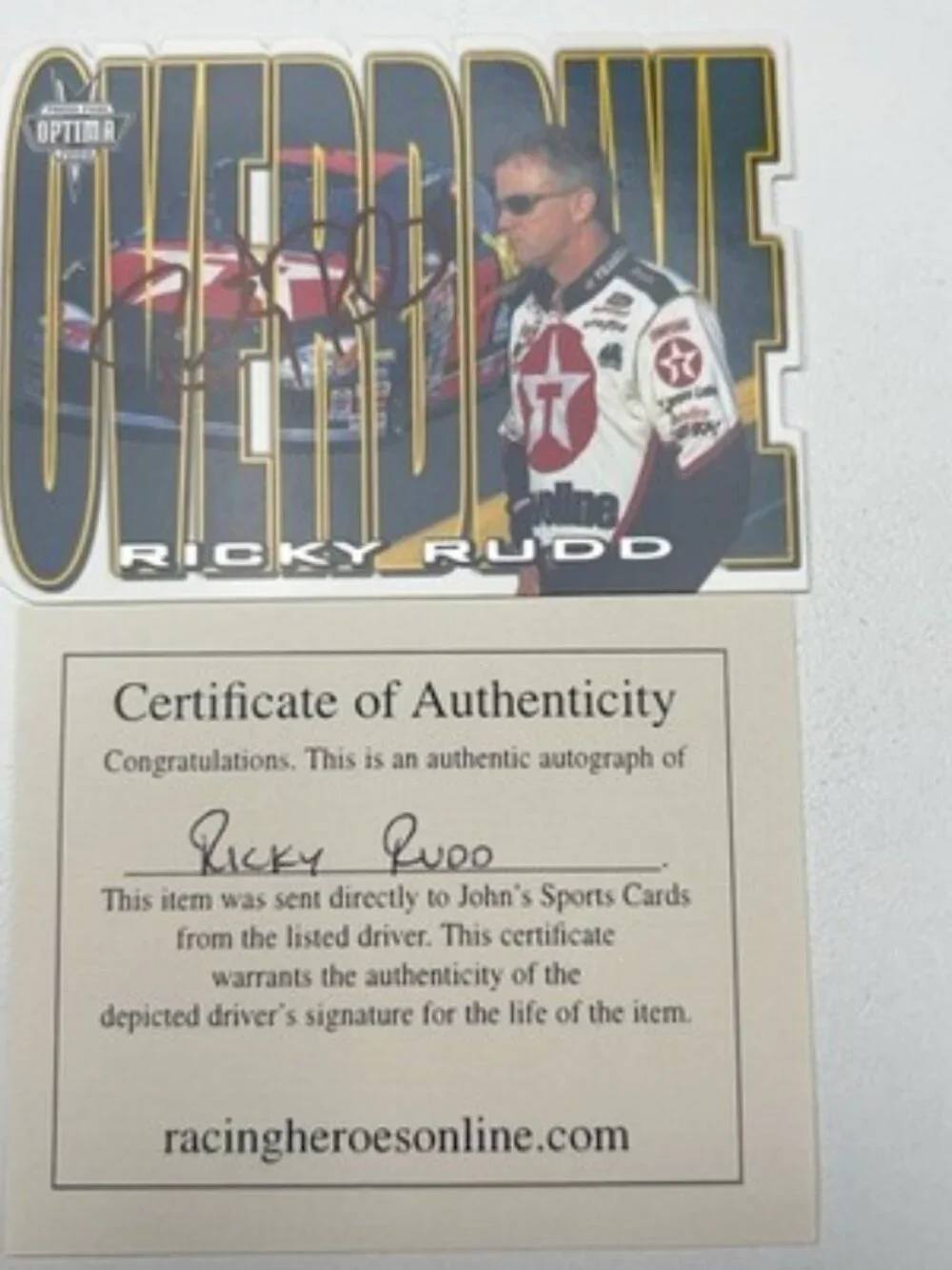 2000 Press Pass Optima Overdrive Ricky Rudd Autograph AUTO With COA